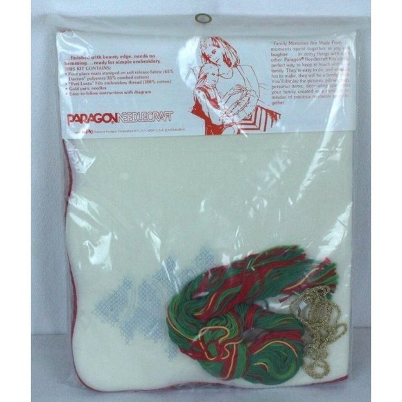 VTG Paragon Needlecraft Christmas Greenery Place Mats 6440 Cross Stitch Kit 1978 - Picture 4 of 4